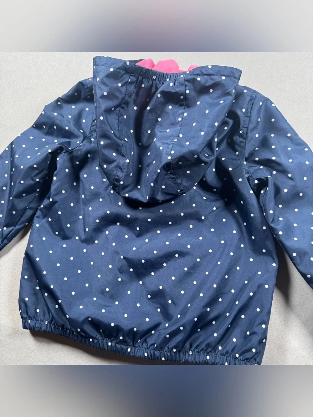 Carter's Toddler Girl 2T Navy Blue Pink Hooded Windbreaker Polka Dot Jacket
